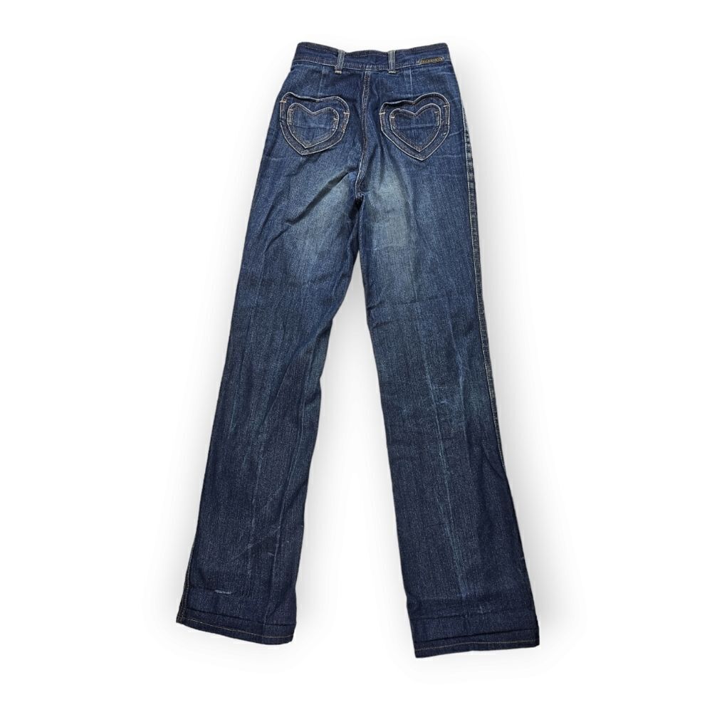 Bay Britches Vintage High Rise Heart Pocket Boot Cut Denim Jeans‎ Women's 7/8